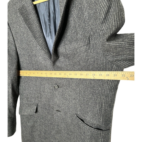 Banana Republic Men's 42R Italian Wool $420 Blazer Charcoal Gray Striped Jacket - Picture 6 of 8